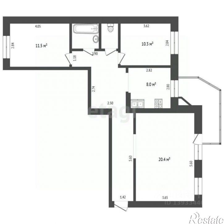 3-комн квартира улица Николая Чаплина, 117,  д. 117