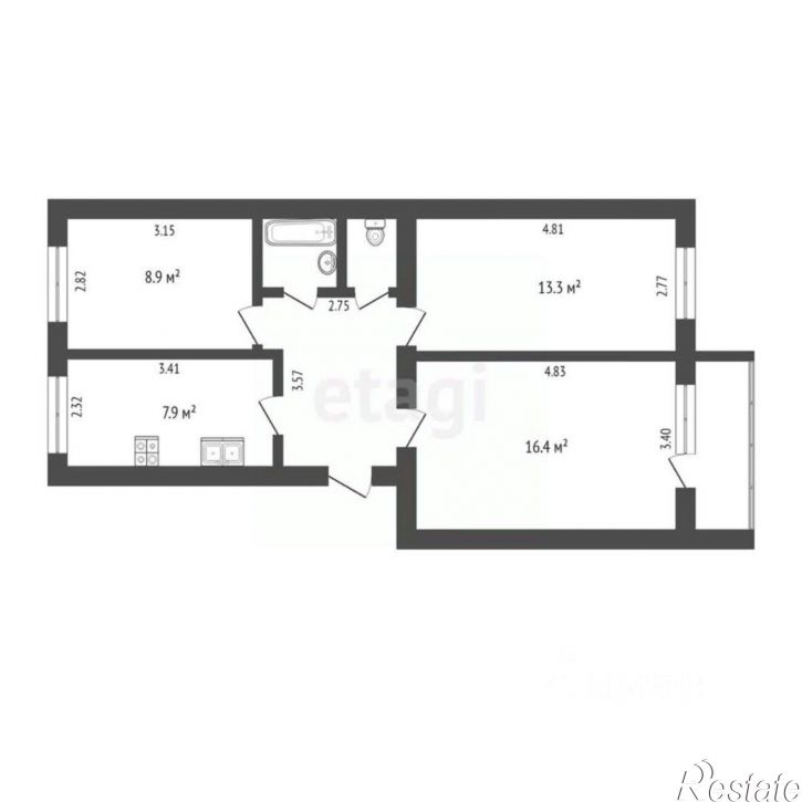 3-комн квартира улица Щербакова, 86,  д. 86