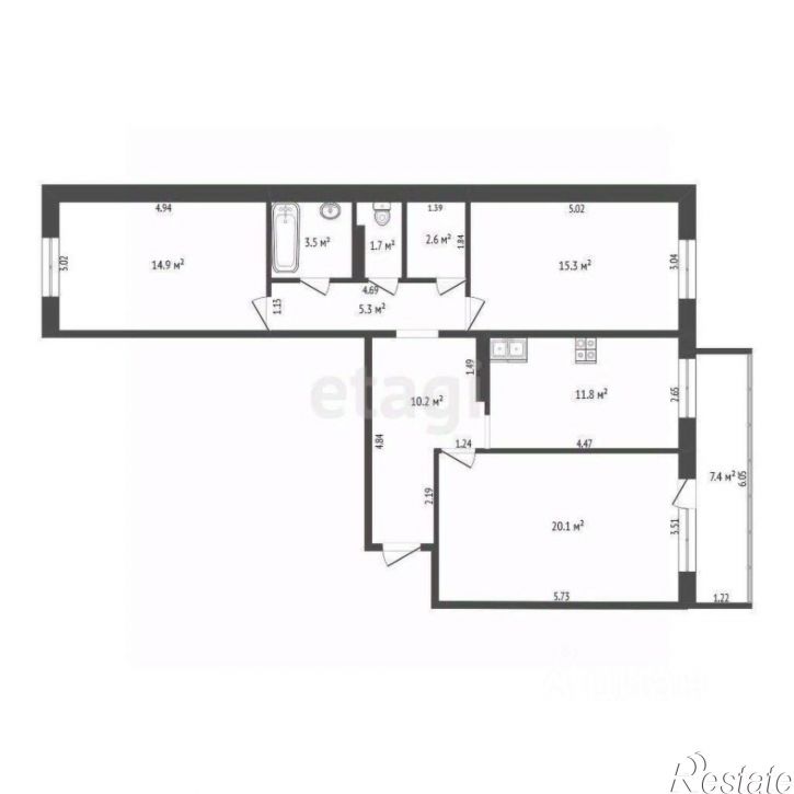 3-комн квартира Широтная улица, 134,  д. 134