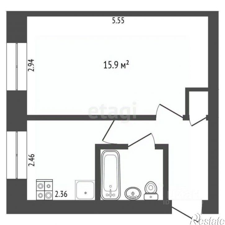 1-комн квартира городской округ Тюмень