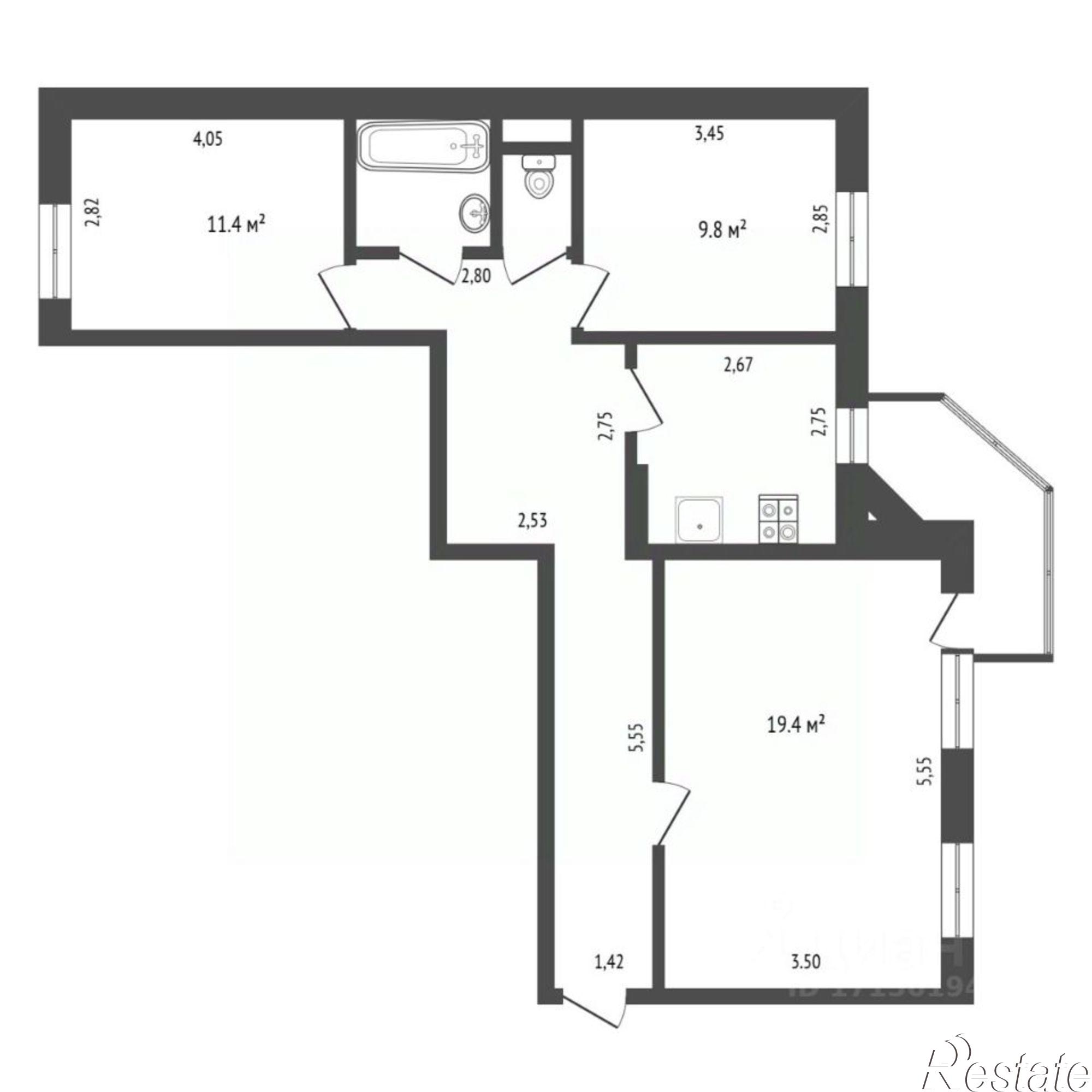 Купить квартиру за 5 400 000 рублей на улица Николая Чаплина, 117