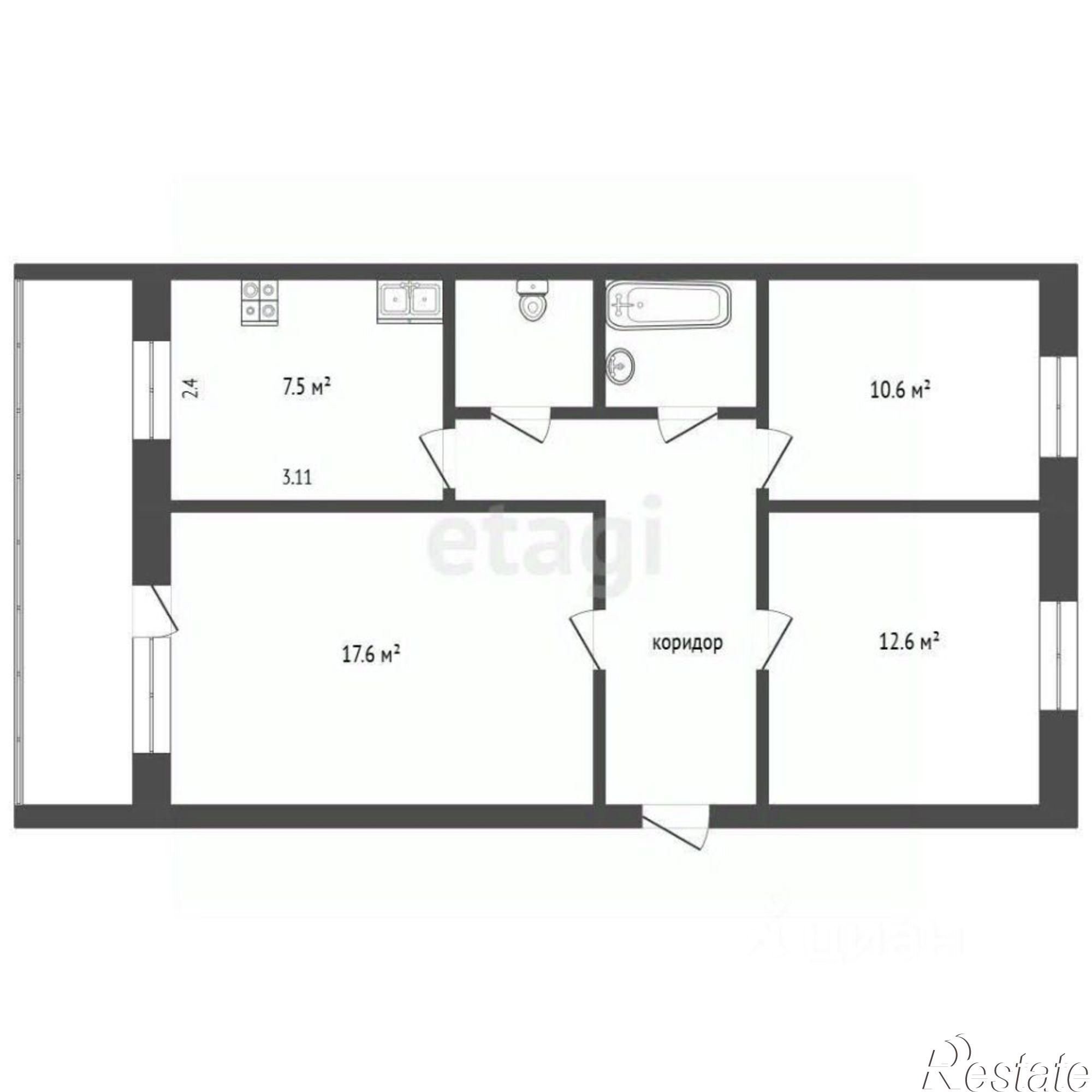 Купить квартиру за 5 400 000 рублей на Инженерная улица, 62