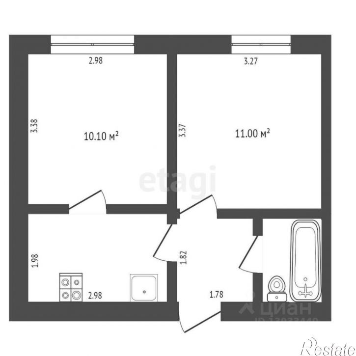 2-комн квартира городской округ Тюмень