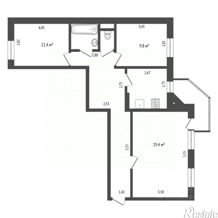 3-комн квартира улица Николая Чаплина, 117,  д. 117