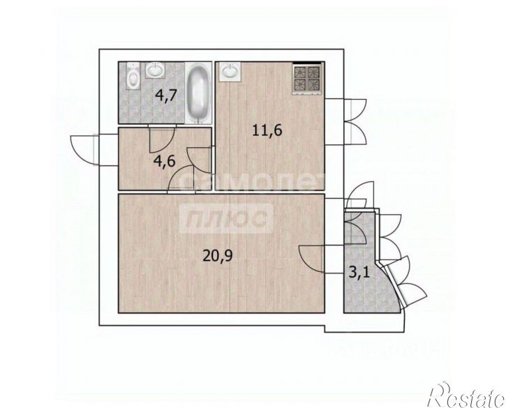 1-комн квартира Тюмень г., Калининский, Баумана ул.