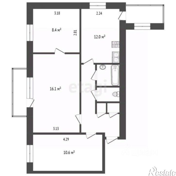 3-комн квартира Тульская улица, 6,  д. 6