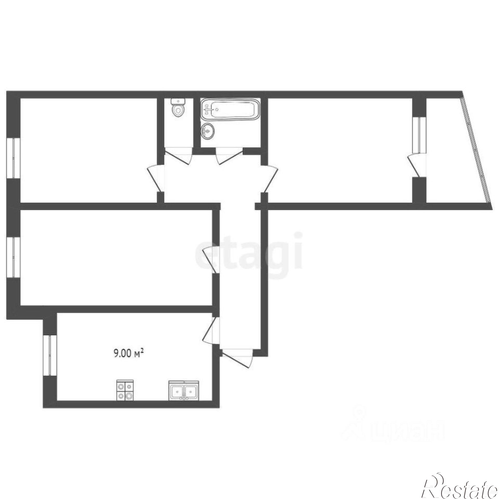 Купить квартиру за 9 300 000 рублей на Холодильная улица, 54