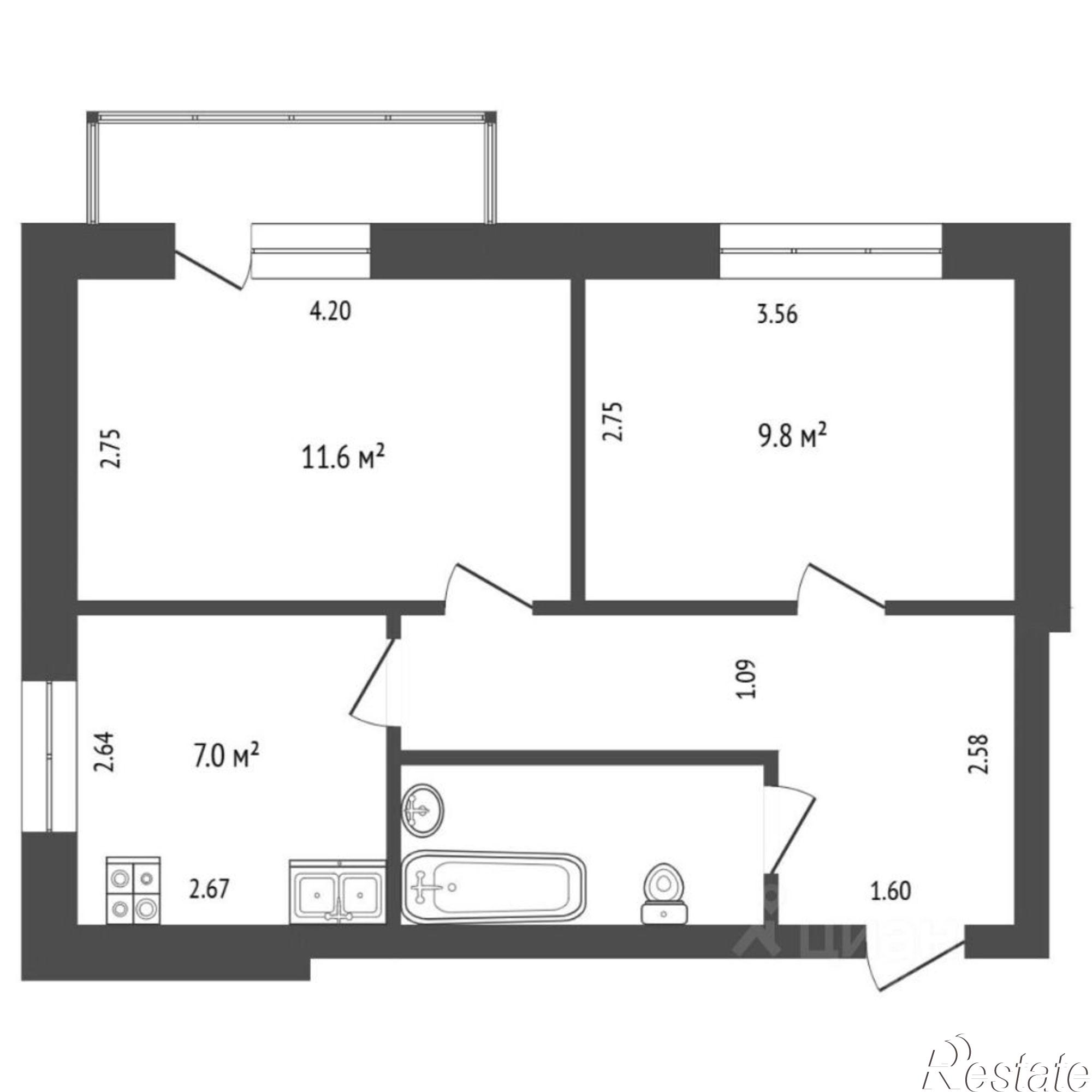 Купить квартиру за 3 800 000 рублей на Казаровская улица, 1Б