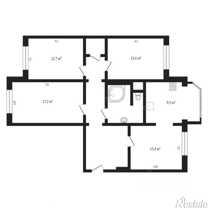 3-комн квартира Инженерная улица, 68,  д. 68