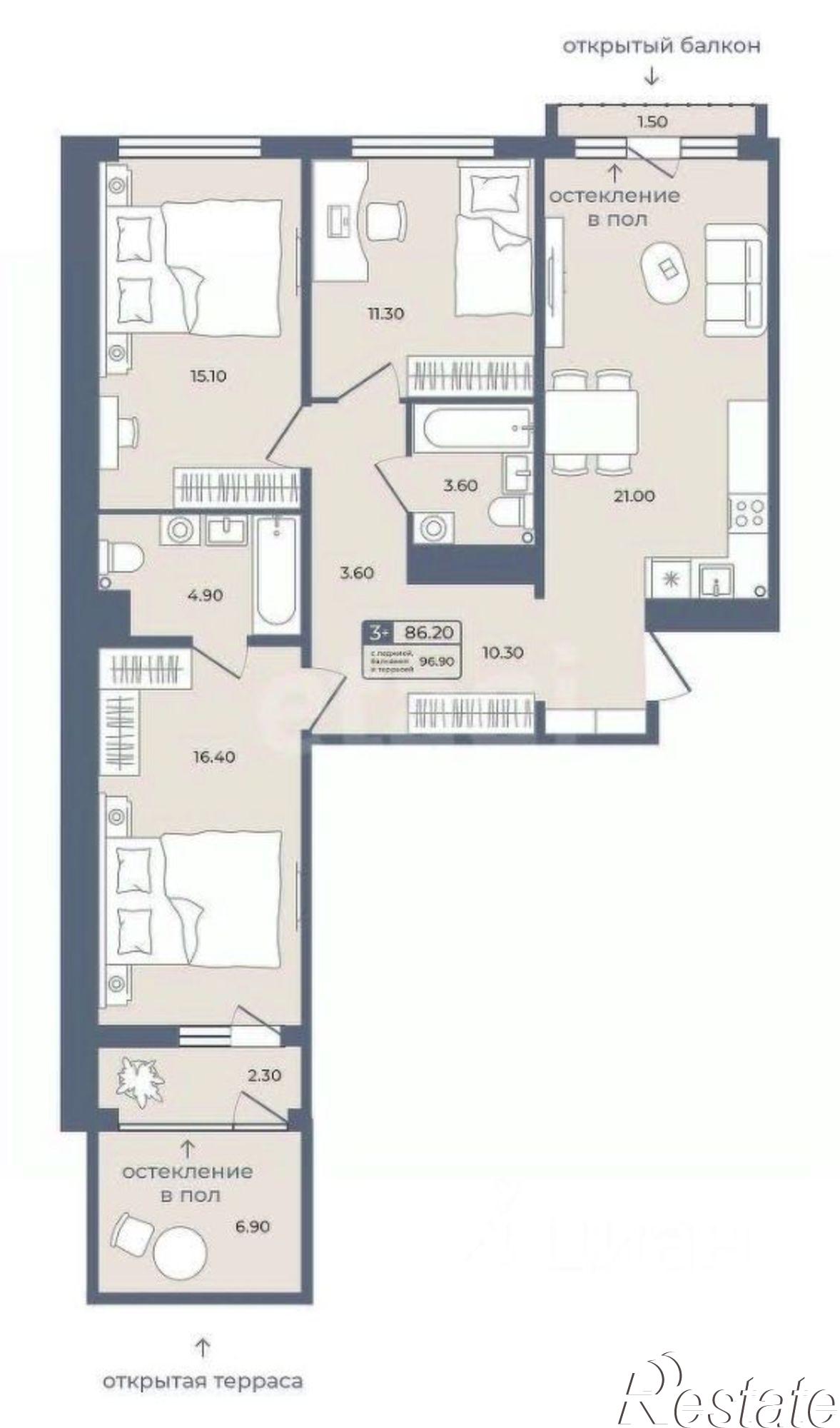 Купить квартиру за 18 990 000 рублей на ул Энергетиков, 42 5