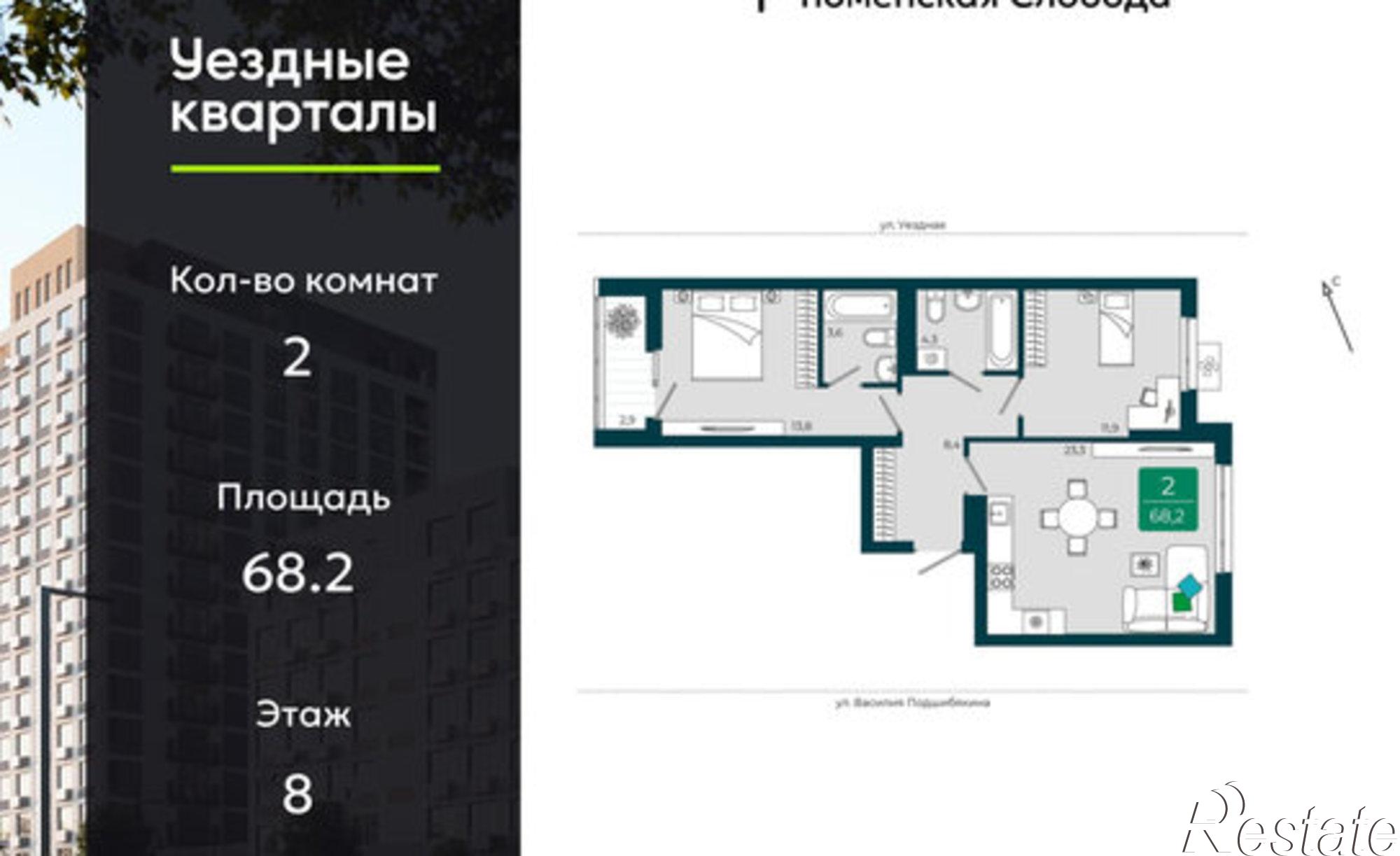 Купить квартиру за 8 500 000 рублей на улица Василия Подшибякина, 9/6