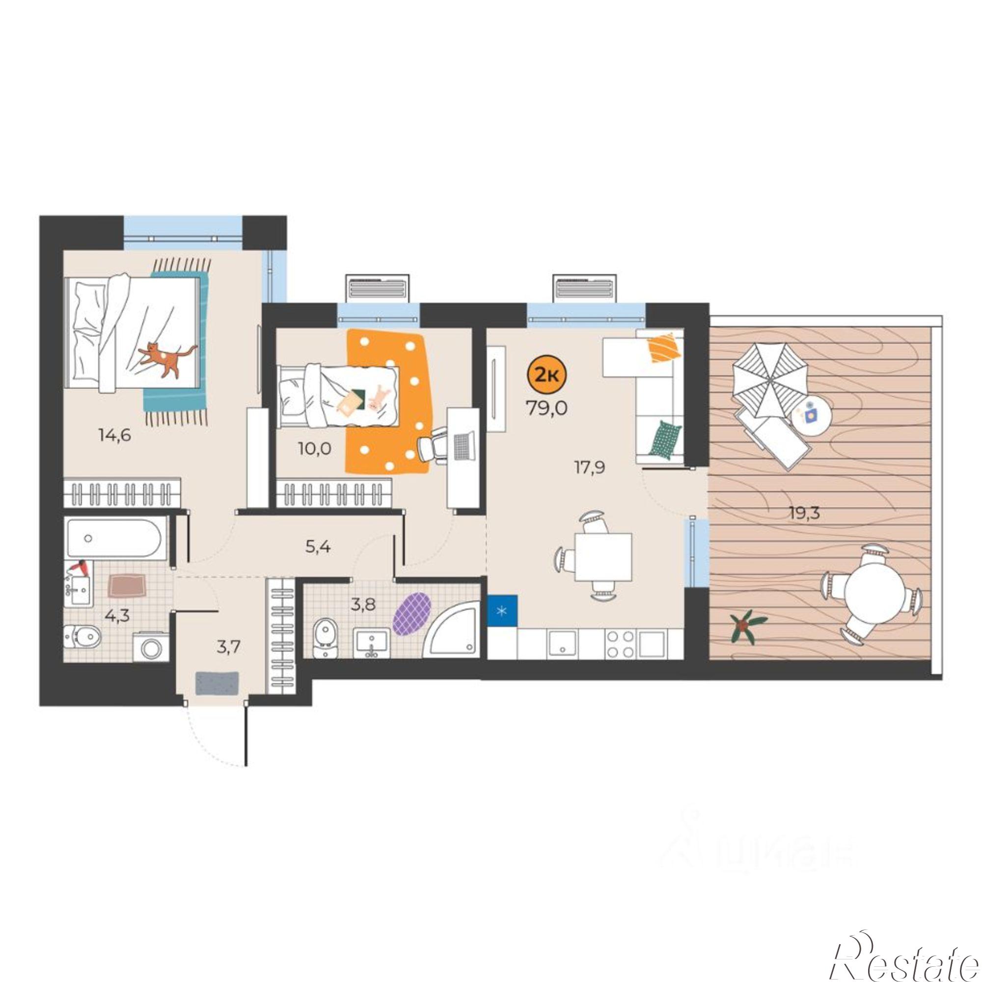 Купить квартиру за 9 190 000 рублей на ул Надежды Шалагиной, 4