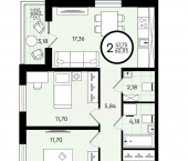 2-комн, 60 кв м, этаж 1/4 ул Александра Звягина, 6