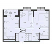 2-комн, 55 кв м, этаж 19/25 Холодильная улица, 31 к1