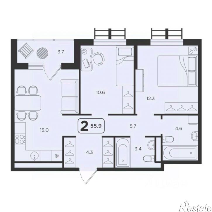 2-комн квартира в новом доме Холодильная улица, 31 к1,  д. 31 к1