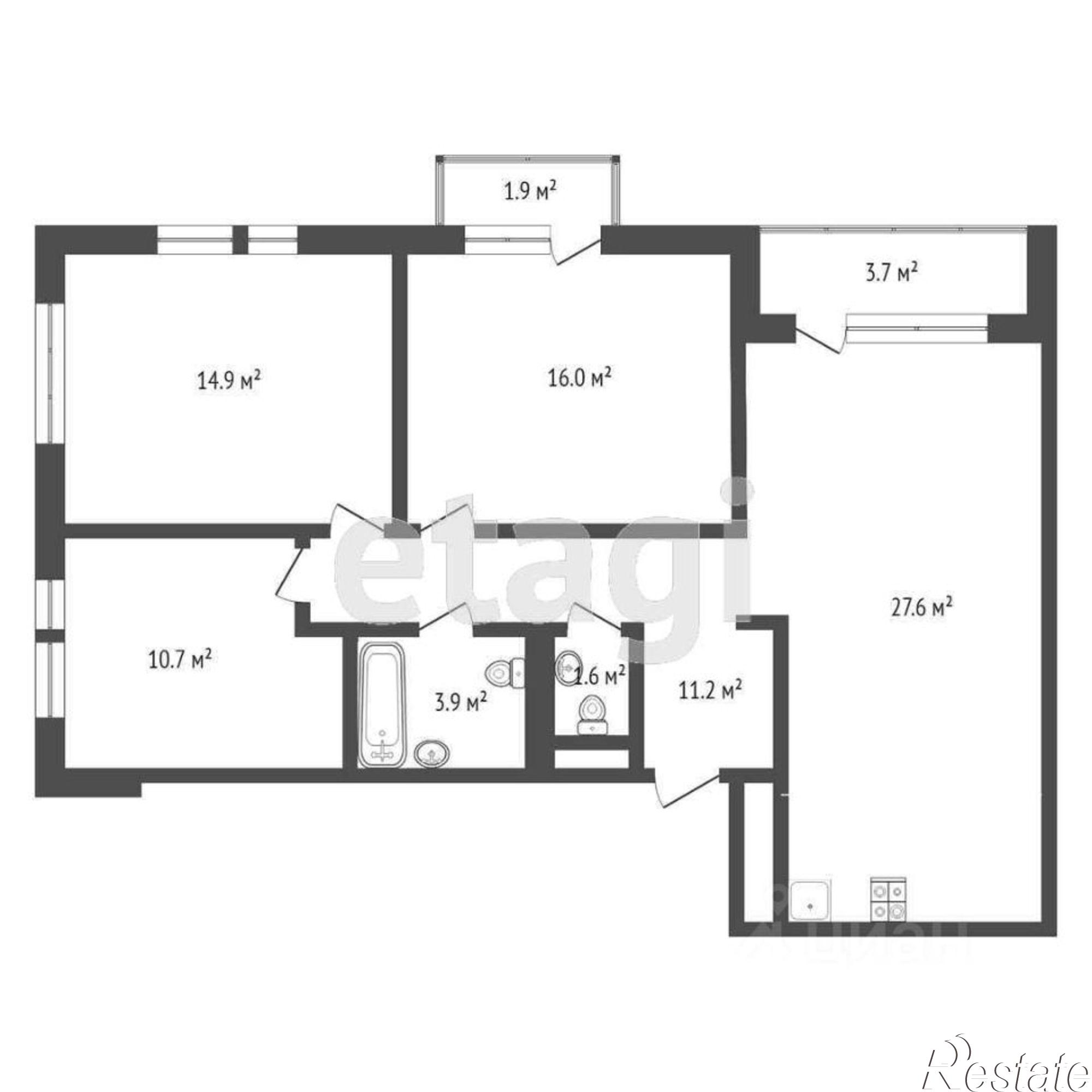 Купить квартиру за 11 390 000 рублей на Полевая улица, 117 к1