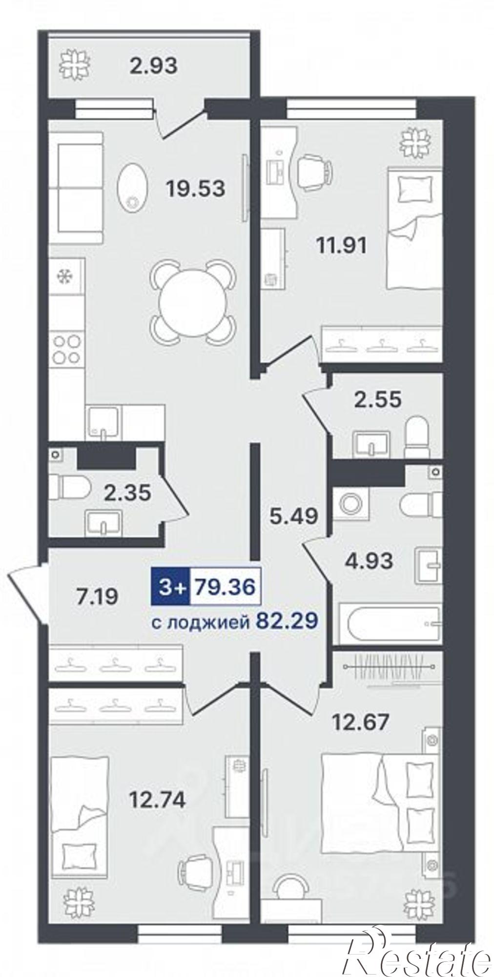 Купить квартиру за 9 290 000 рублей на Стройотрядовская улица, 4