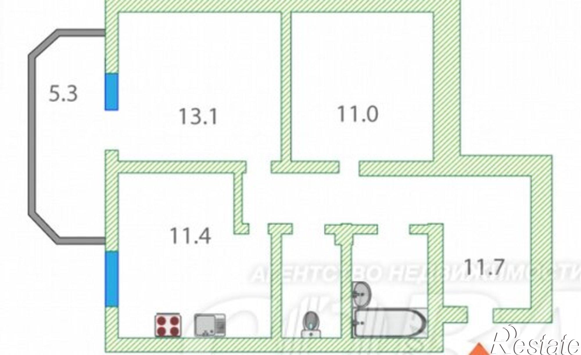 Купить квартиру за 7 700 000 рублей на Стартовая улица, 1