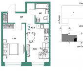 2-комн, 40 кв м, этаж 6/24 Ярославская улица, 63А