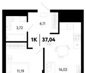 1-комн, 37 кв м, этаж 1/19 ул Василия Малкова, 32