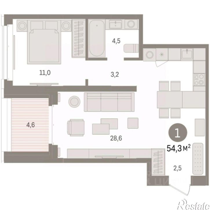 1-комн квартира в новом доме ул Холодильная, 65/2,  д. 65/2