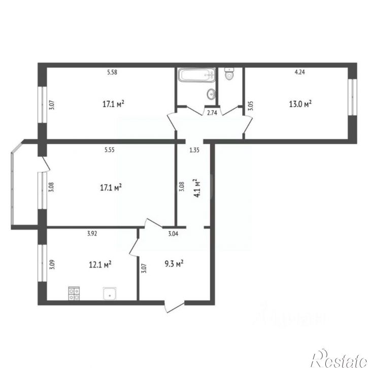 3-комн квартира ул Пролетарская, 102,  д. 102