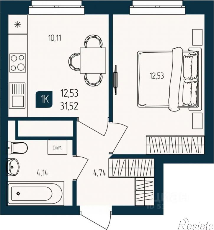 1-комн квартира в новом доме улица Кулибина, 114,  д. 114