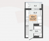 1-комн, 22 кв м, этаж 6/17 улица Республики, 204 к10