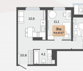 2-комн, 53 кв м, этаж 10/17 улица Республики, 204 к10