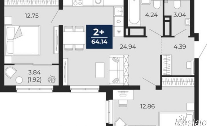 2-комн квартира в новом доме ул Камчатская, 142,  д. 142