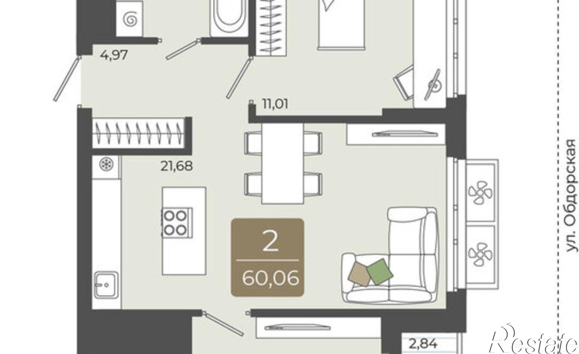 Купить квартиру за 6 950 000 рублей на улица Василия Подшибякина, 5