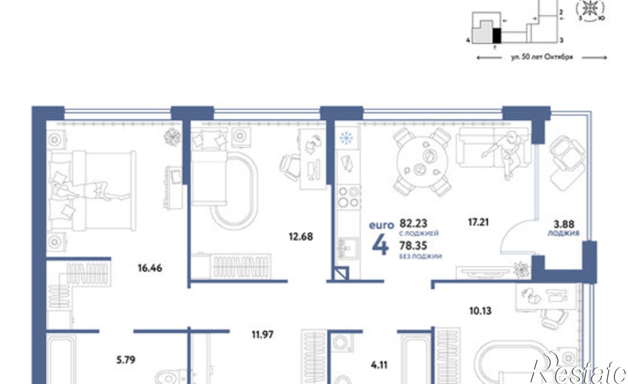 Купить квартиру за 15 316 700 рублей на улица 50 лет Октября, 63 к2
