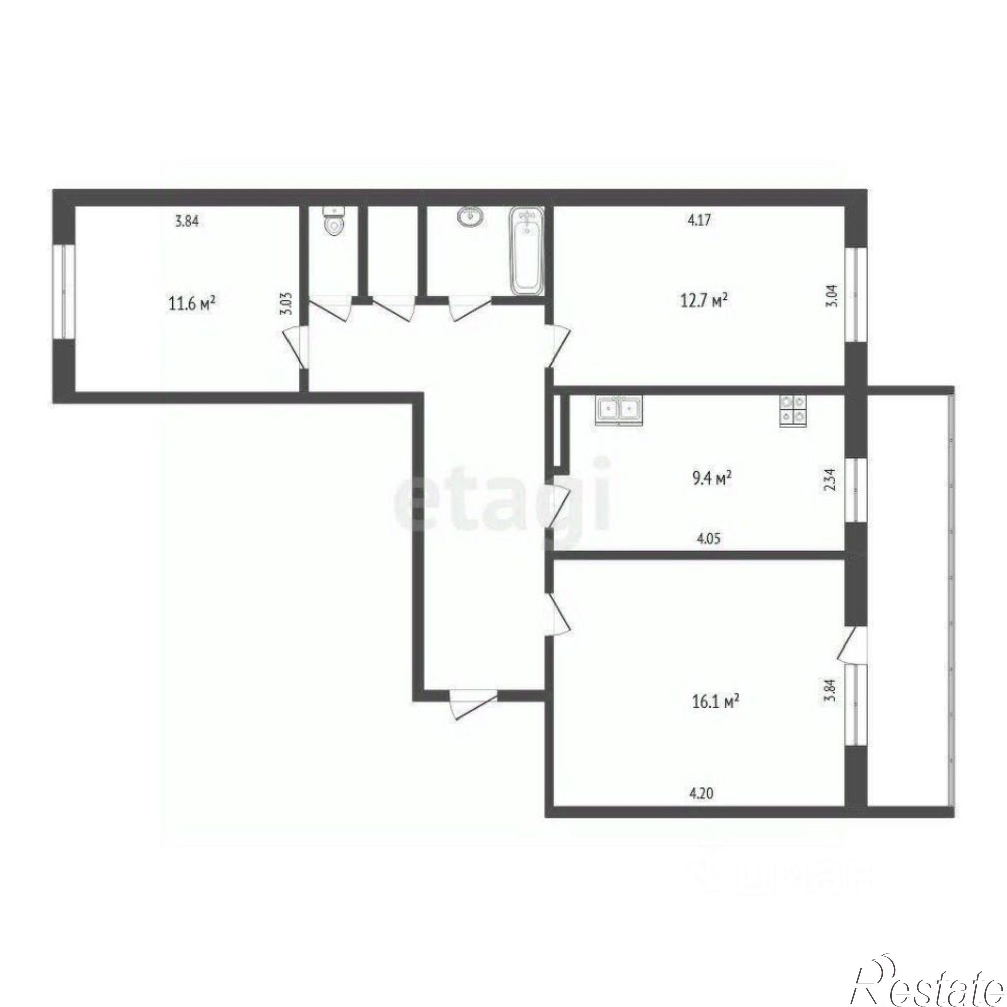 Купить квартиру за 5 900 000 рублей на ул Полевая, 12а