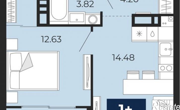 1-комн квартира в новом доме ул Камчатская, 109,  д. 109