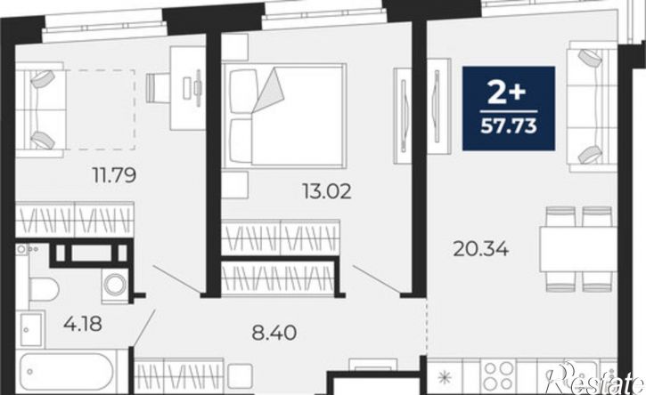 2-комн квартира в новом доме Закалужская улица, 8,  д. 8