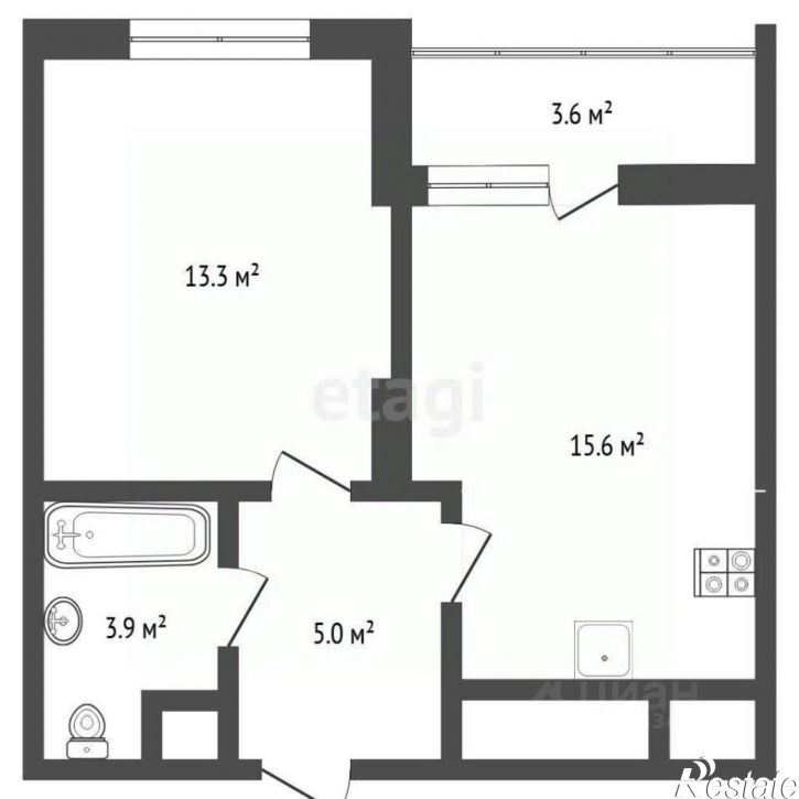 1-комн квартира в новом доме Таёжная улица, 2 к1,  д. 2 к1