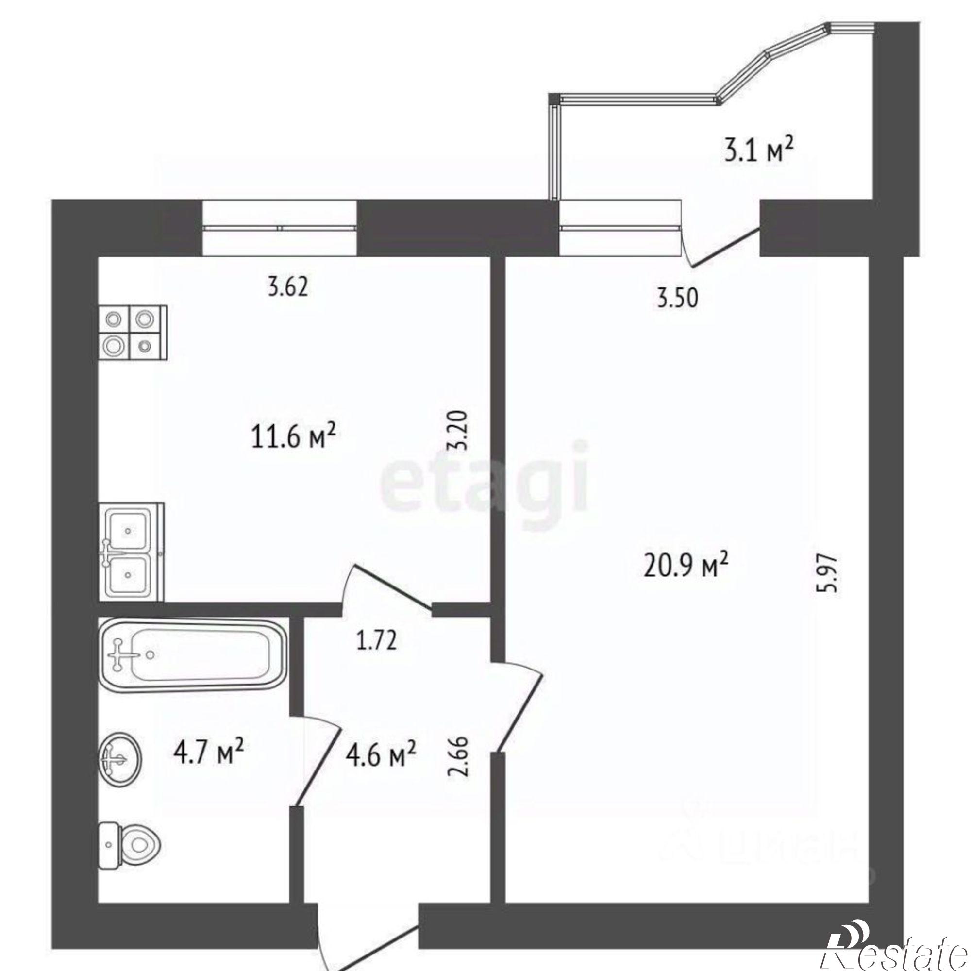 Купить квартиру за 4 600 000 рублей на улица Баумана, 31 к2