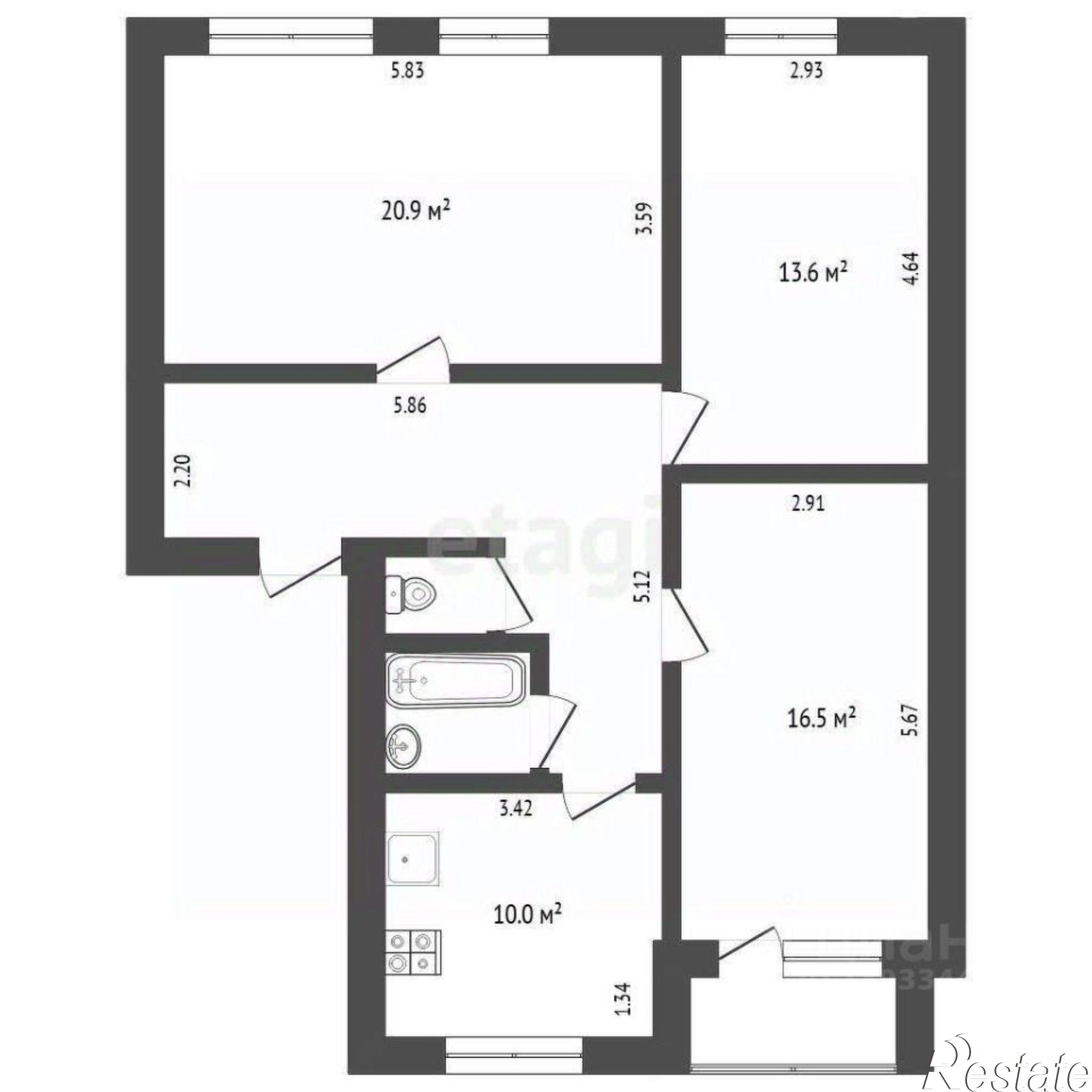 Купить квартиру за 5 500 000 рублей на улица Мелиораторов, 8