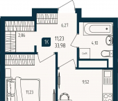 1-комн, 33 кв м, этаж 4/25 микрорайон Мыс, улица Кулибина
