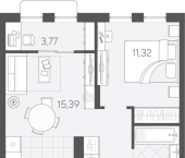 1-комн, 40 кв м, этаж 9/9 ул Геннадия Райкова, 19