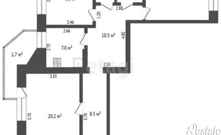 3-комн квартира улица Николая Чаплина, 117,  д. 117