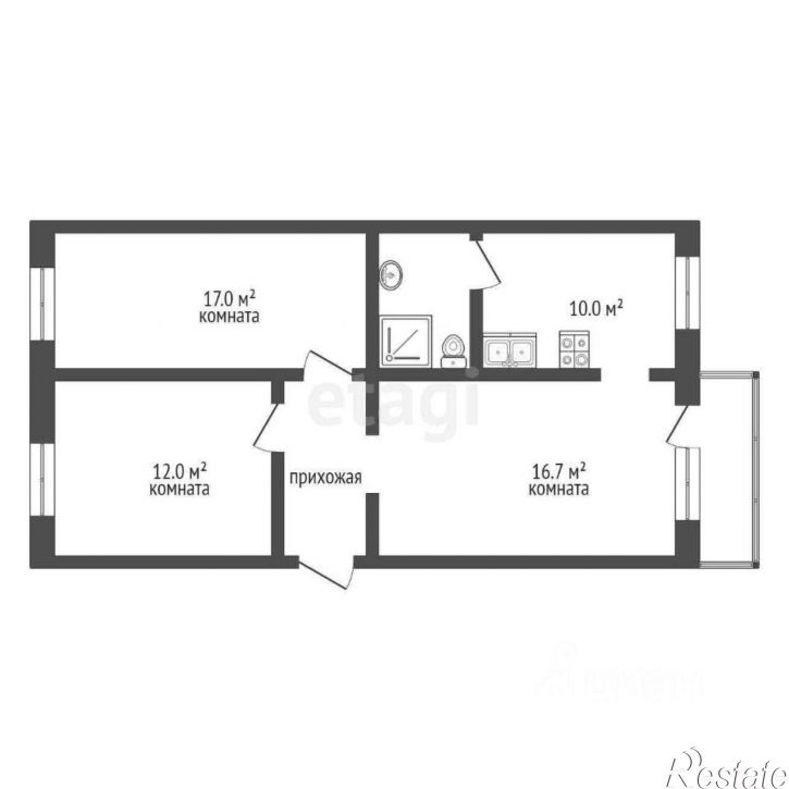 3-комн квартира городской округ Тюмень