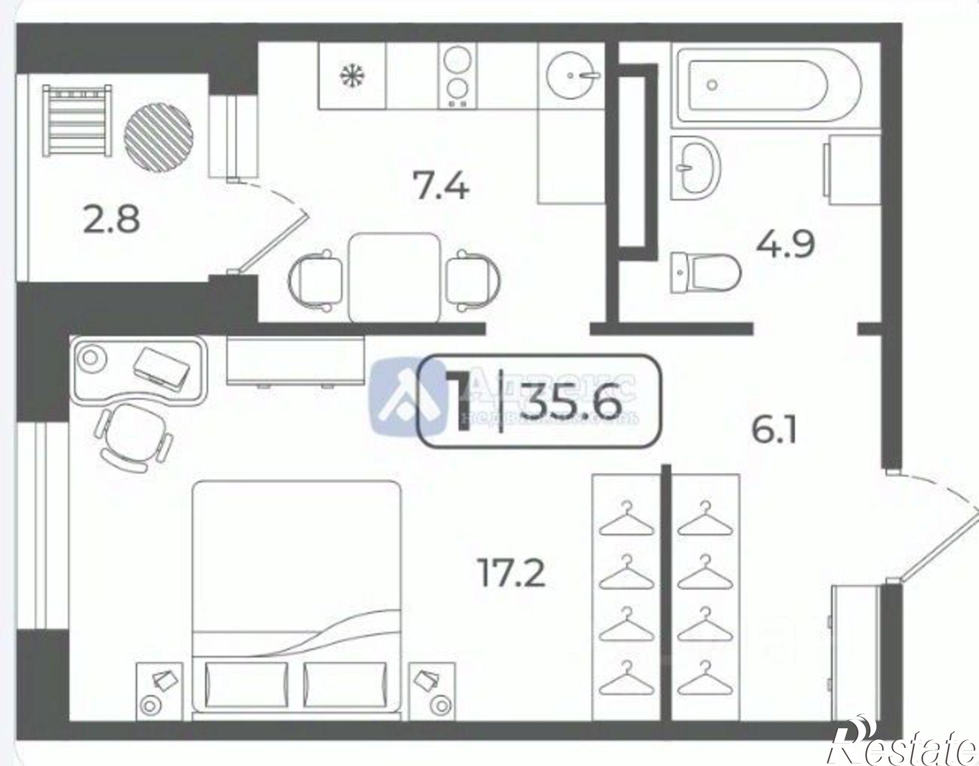 Купить квартиру за 4 450 000 рублей на Дамбовская улица, 25 к1
