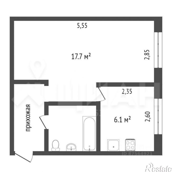1-комн квартира Станционная улица, 14,  д. 14