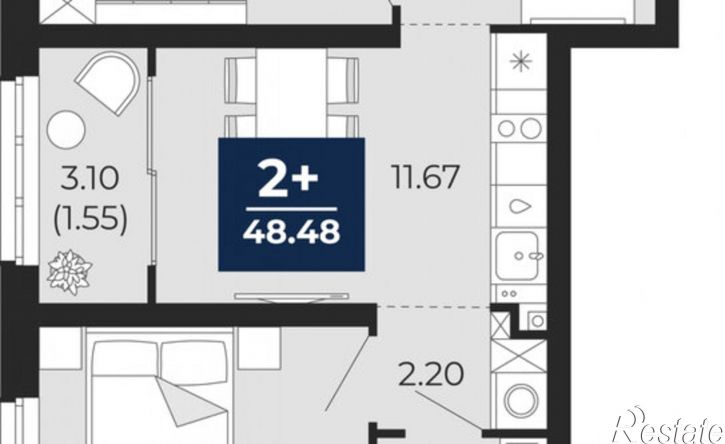 2-комн квартира в новом доме Тюмень, Перекопская улица, 19