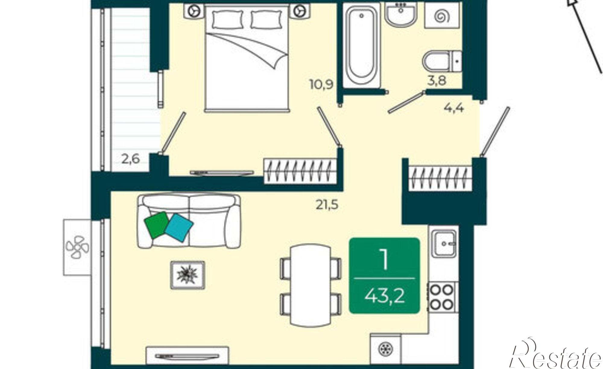 Купить квартиру за 6 050 000 рублей на улица Василия Подшибякина, 9/6