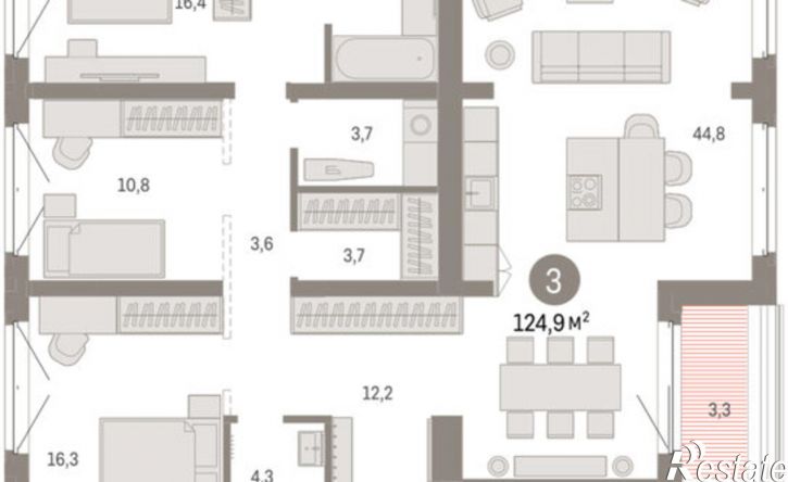 3-комн квартира в новом доме Минская улица, 92 к2,  д. 92 к2