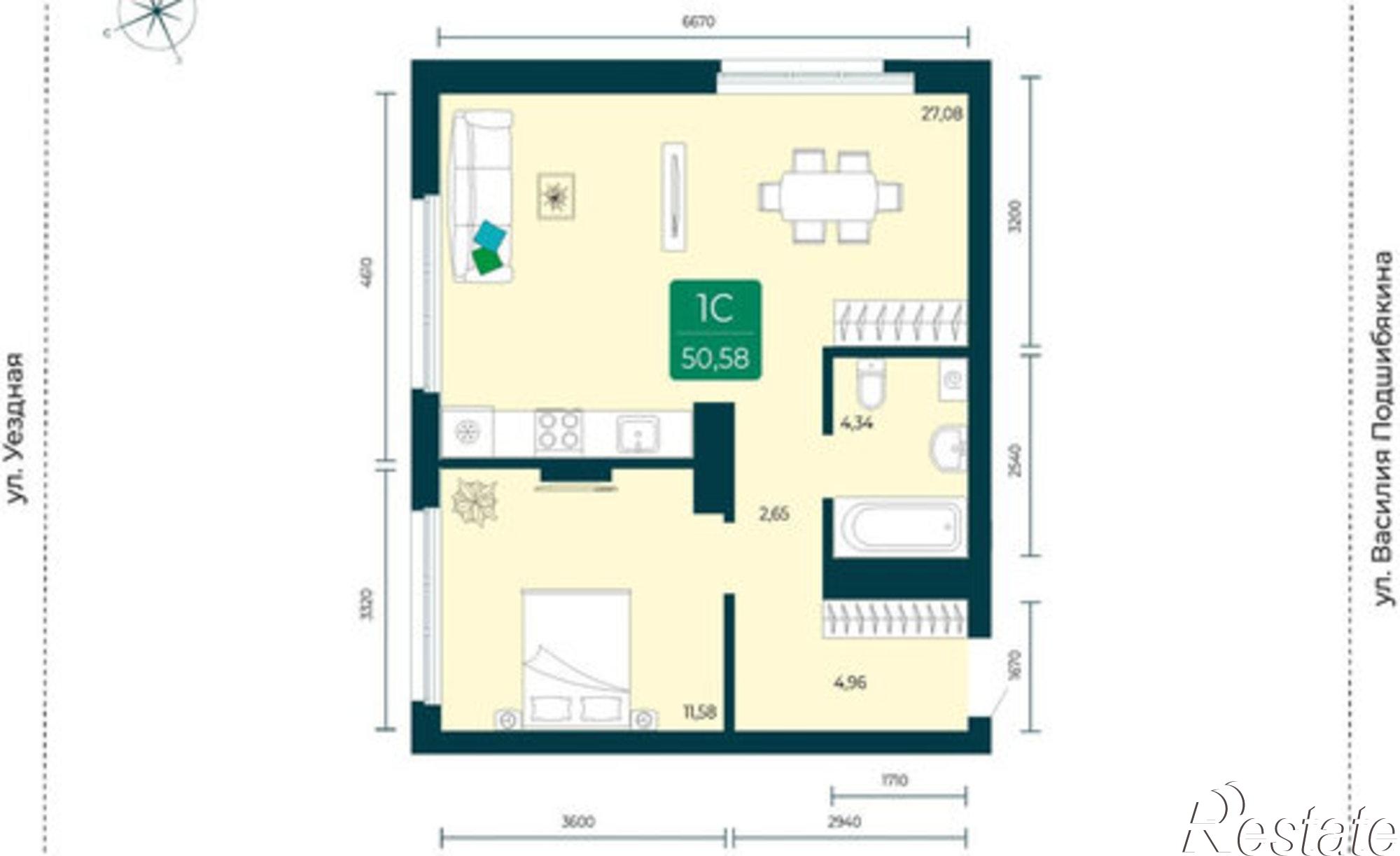 Купить квартиру за 7 180 000 рублей на улица Василия Подшибякина, 7