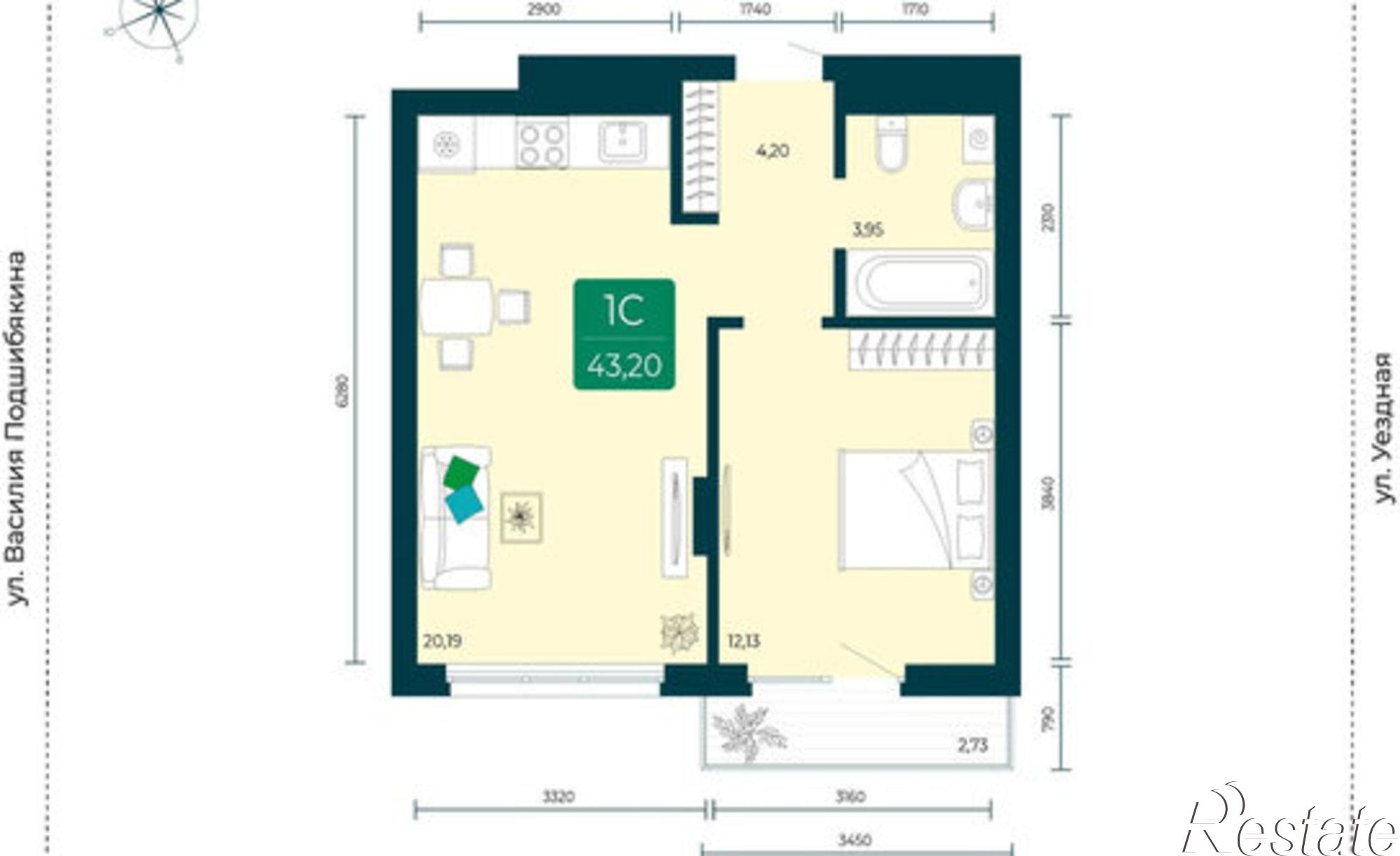 Купить квартиру за 6 190 000 рублей на улица Василия Подшибякина, 7