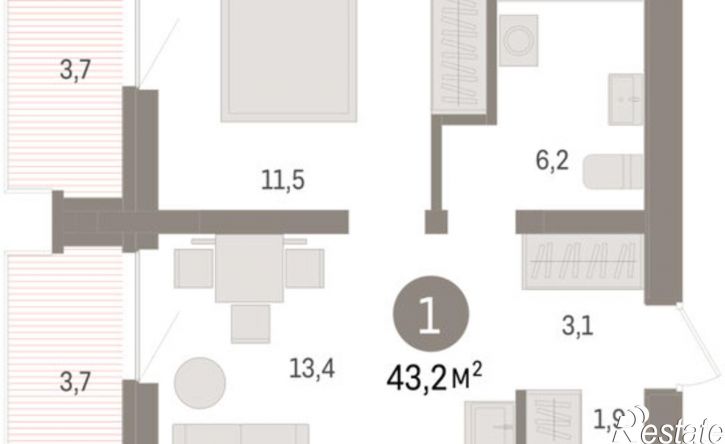 1-комн квартира в новом доме Причальная улица, 11